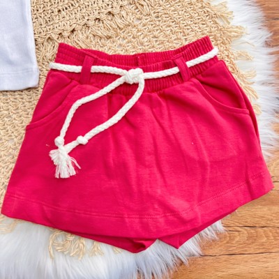 Conj. Regata Ribana Preciosas e Short Saia Moletinho - Cereja